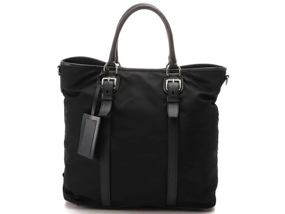 Prada 2way Shoulder Bag Commuter Black Calfskin Strap